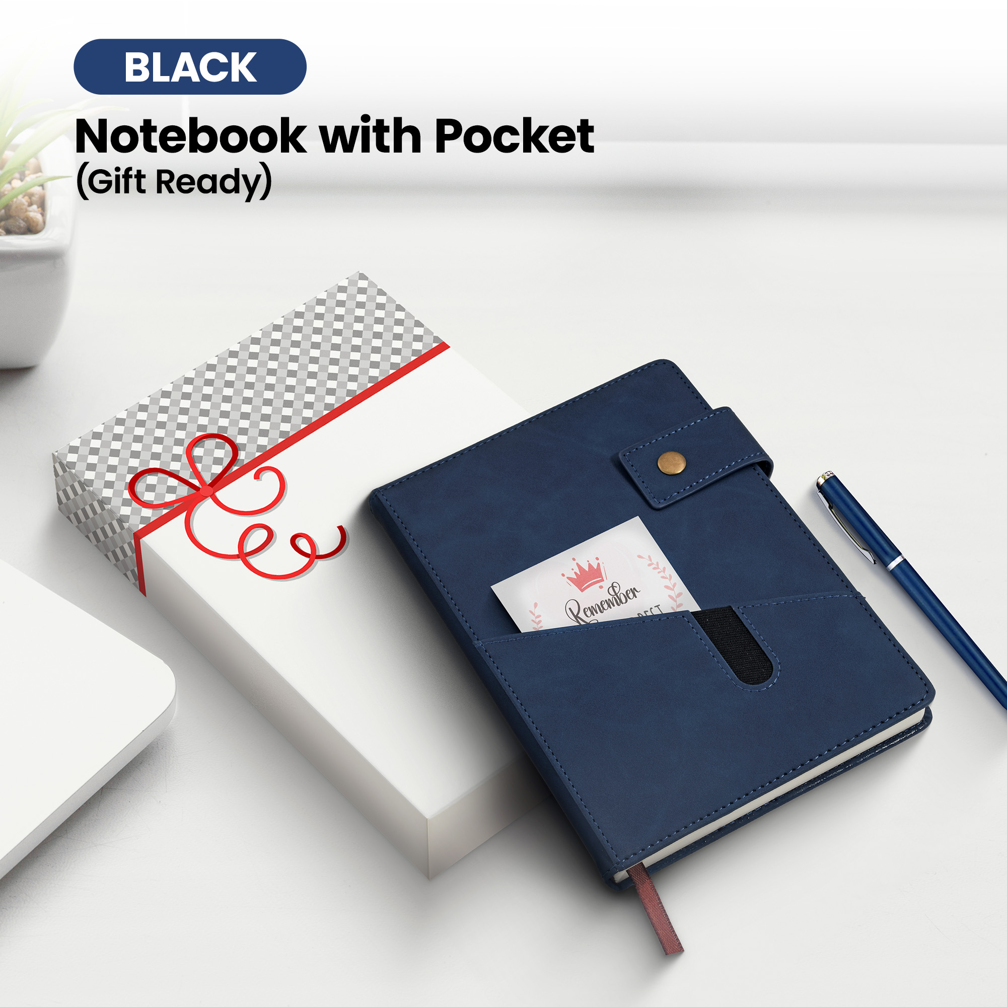 Notebook with Pocket and Pen - Blue